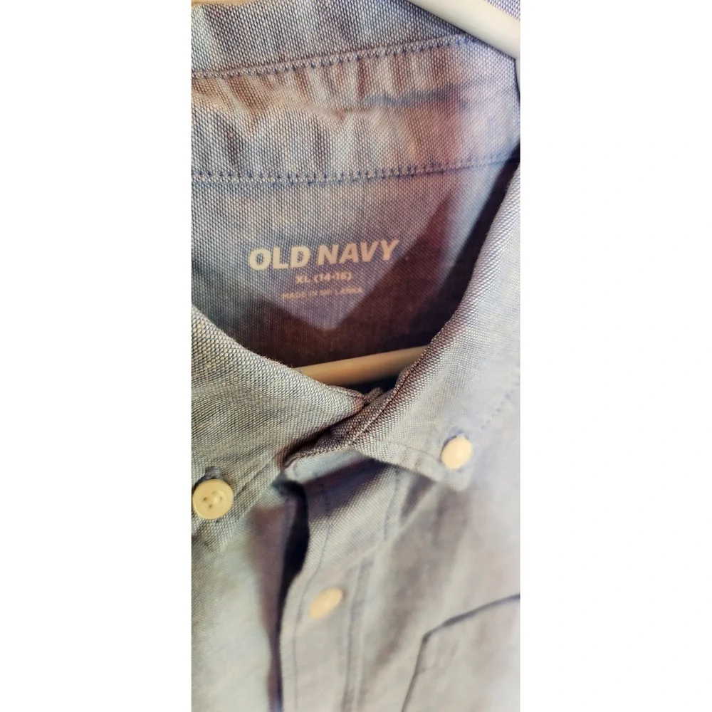 Old Navy Boys Light Blue Oxford Short Sleeve Button Down Shirt Size XL 14-16 NWT